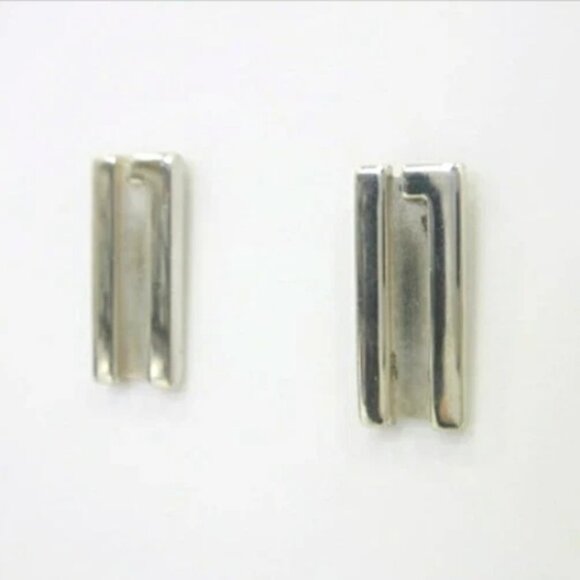 GUCCI G Logos Square Stud Earrings Silver 925 Auth w/Box #3165 - Picture 1 of 8